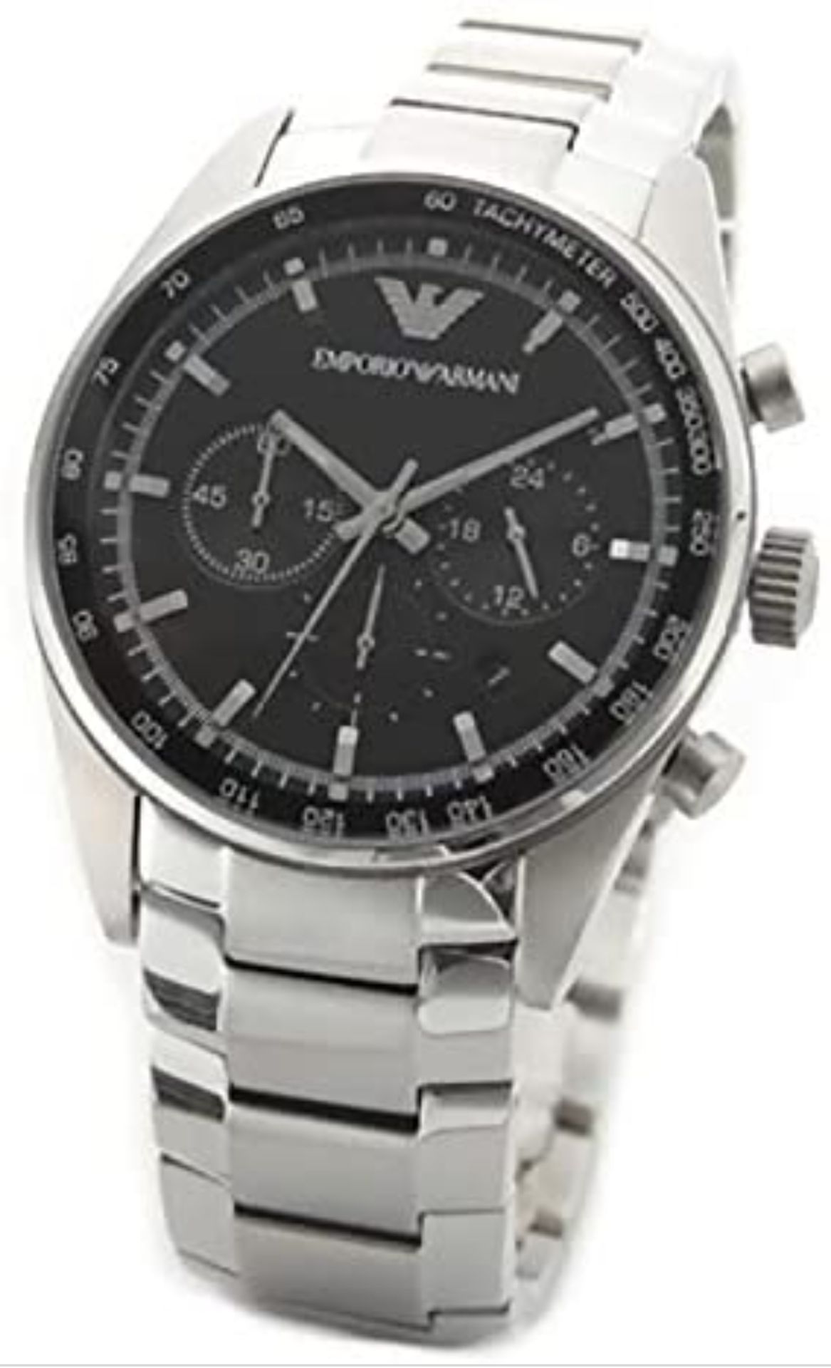 Emporio Armani AR5980 Men's Sportivo Black Dial Silver Bracelet Quartz Chronograph Watch - Image 3 of 8