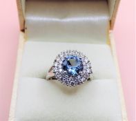 Sterling Silver Topaz Cluster Ring New with Gift Box