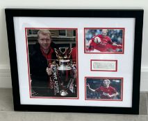 Signed framed image of 'Paul Scholes' playing for Manchester United Football Club with COA