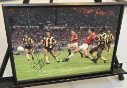 Signed framed image of 'Lee Martin' playing for Manchester United Football Club with COA