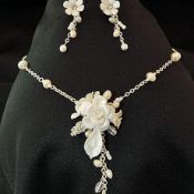 Ivory Flower Necklace and Earrings Est RRP £89