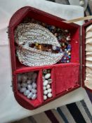 Vintage Jewellery Box with Beads and Vintage Neck Collar with Sequins