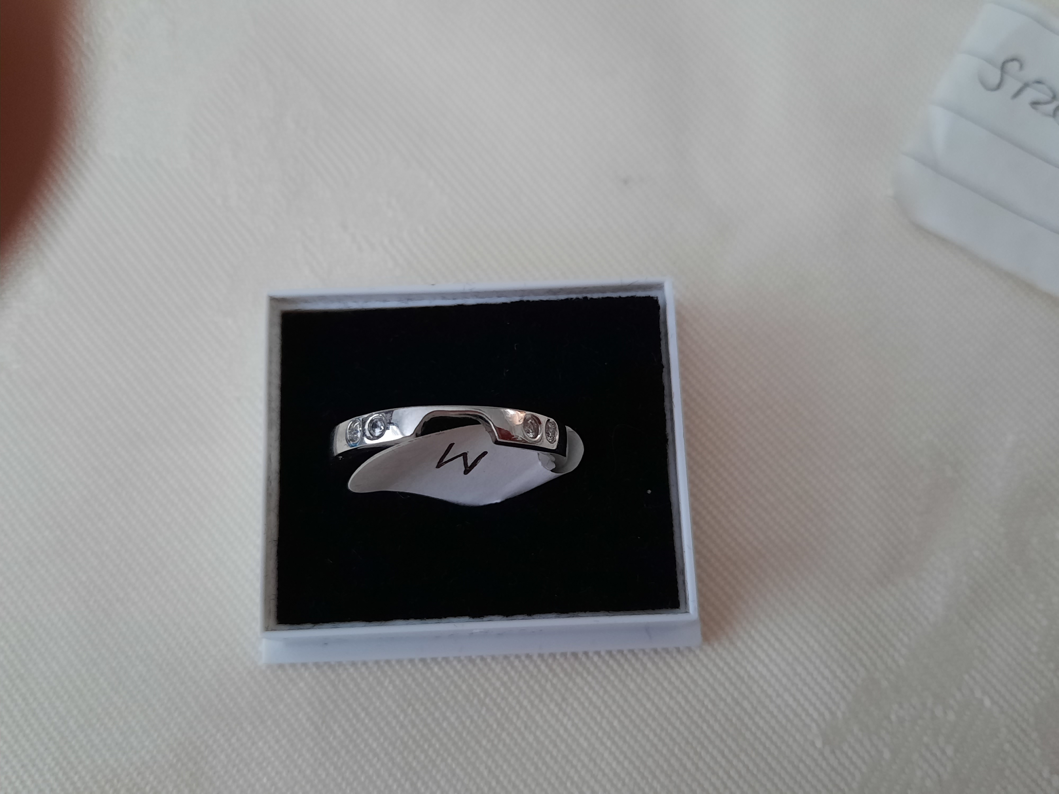 Rhodium Plated Set High Quality Cz Fancy Wishbone Shaped Wedding/Dress Ring. Size M RRP £89 - Image 2 of 3