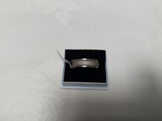 Sterling Silver Men's 6 Mm Wedding Band with Machine Engraved Frosted Finish Size R