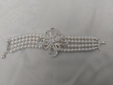 Starlet Jewellery Simulated Pearl and Diamantes Bracelet New