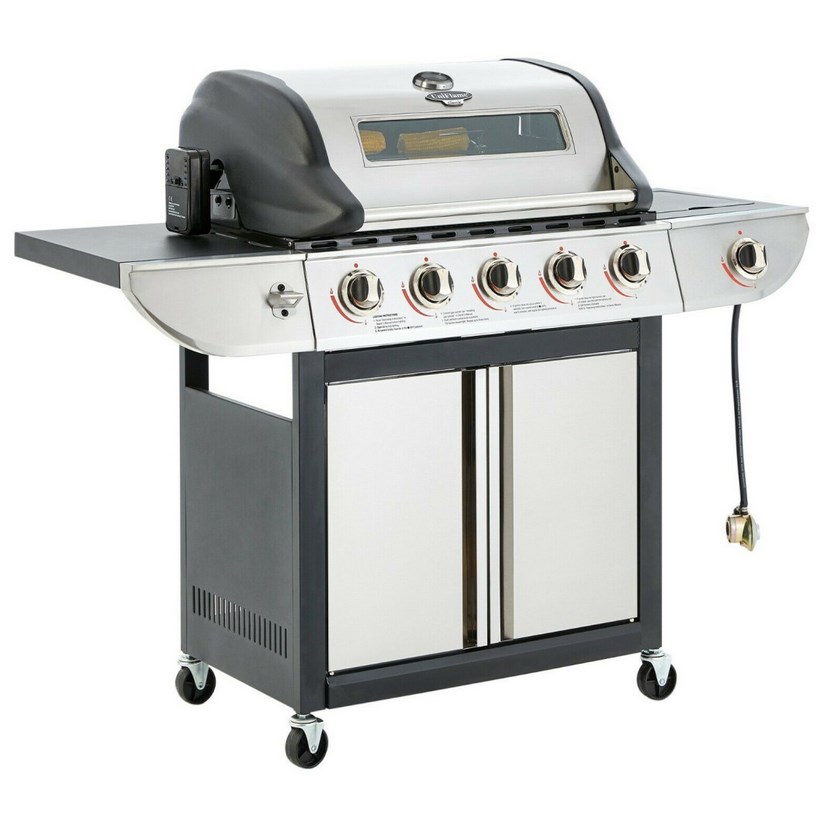 Title: (7/P) RRP £249. Uniflame Classic 5 Burner Glass Window Gas Grill With Side Burner. 74.5 x