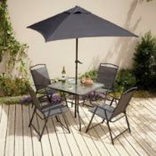 Title: (28/P) RRP £149. Miami 6 Piece Patio Set Black. Matching Linen Colour Scheme. Chairs