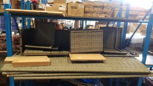 Title: (157/2H) Rattan Furniture Parts. To Include 3x Three Seater Sofa & 1x Small Square Table With
