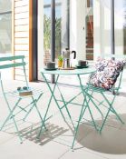 Title: (156/6B) RRP £119. Palma Bistro Dining Set Green. Foldable For Easy Storage. (Table Top Has