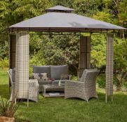 Title: (163/2F) RRP £250. Hartington Florence Collection Gazebo With Rattan Panels (Grey / Blue).
