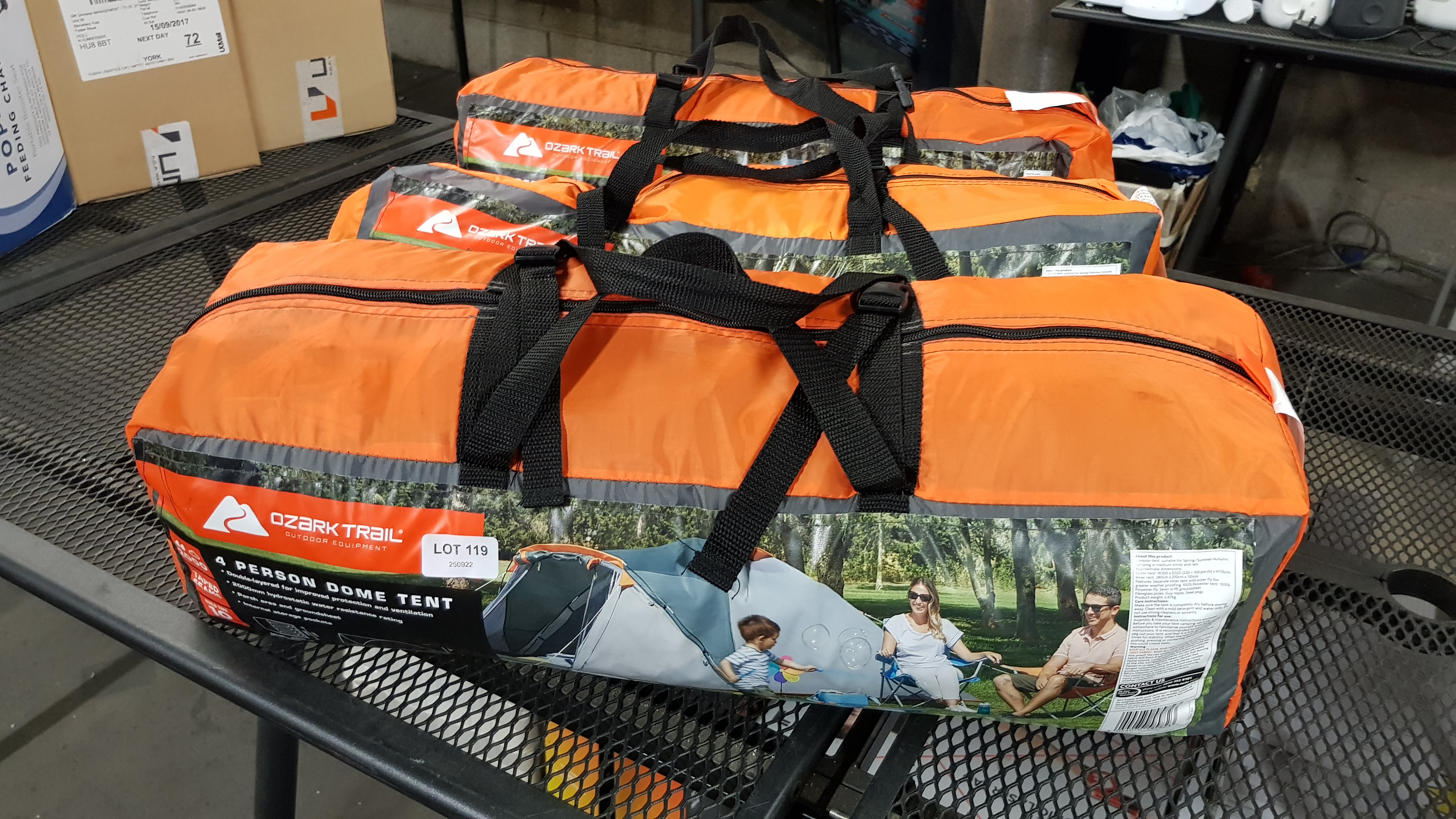 Title: (119/7C) Lot RRP £150. 3x Ozark Trail 4 Person Dome Tent Orange / Grey RRP £50 Each. - Image 4 of 4