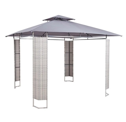 Title: (163/2F) RRP £250. Hartington Florence Collection Gazebo With Rattan Panels (Grey / Blue). - Image 2 of 5