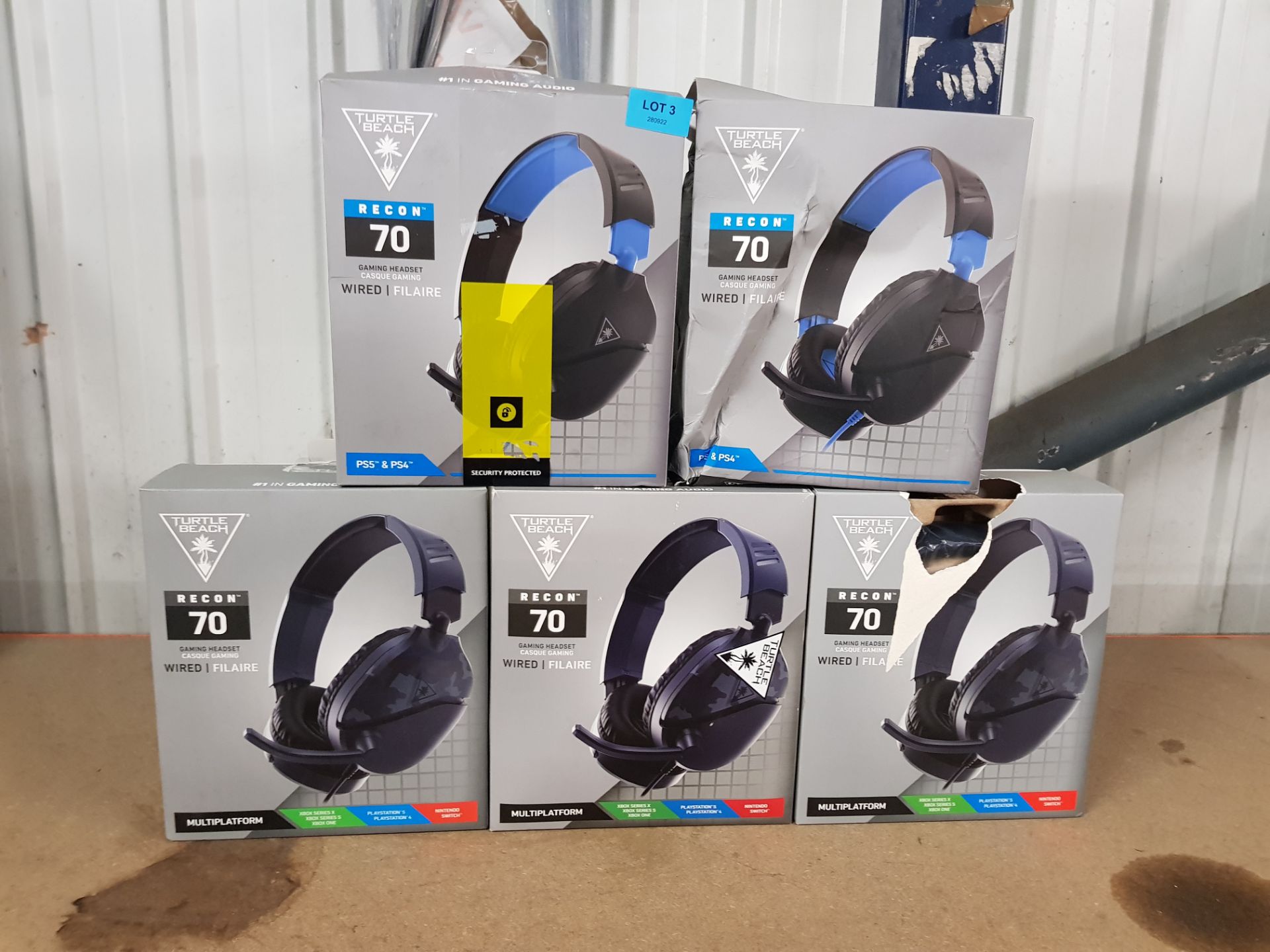 Title: (3/10F) Lot RRP £150. 5x Turtle Beach Recon 70 Wired Gaming Headset (2x Black & Blue PS4/PS5, - Image 6 of 8