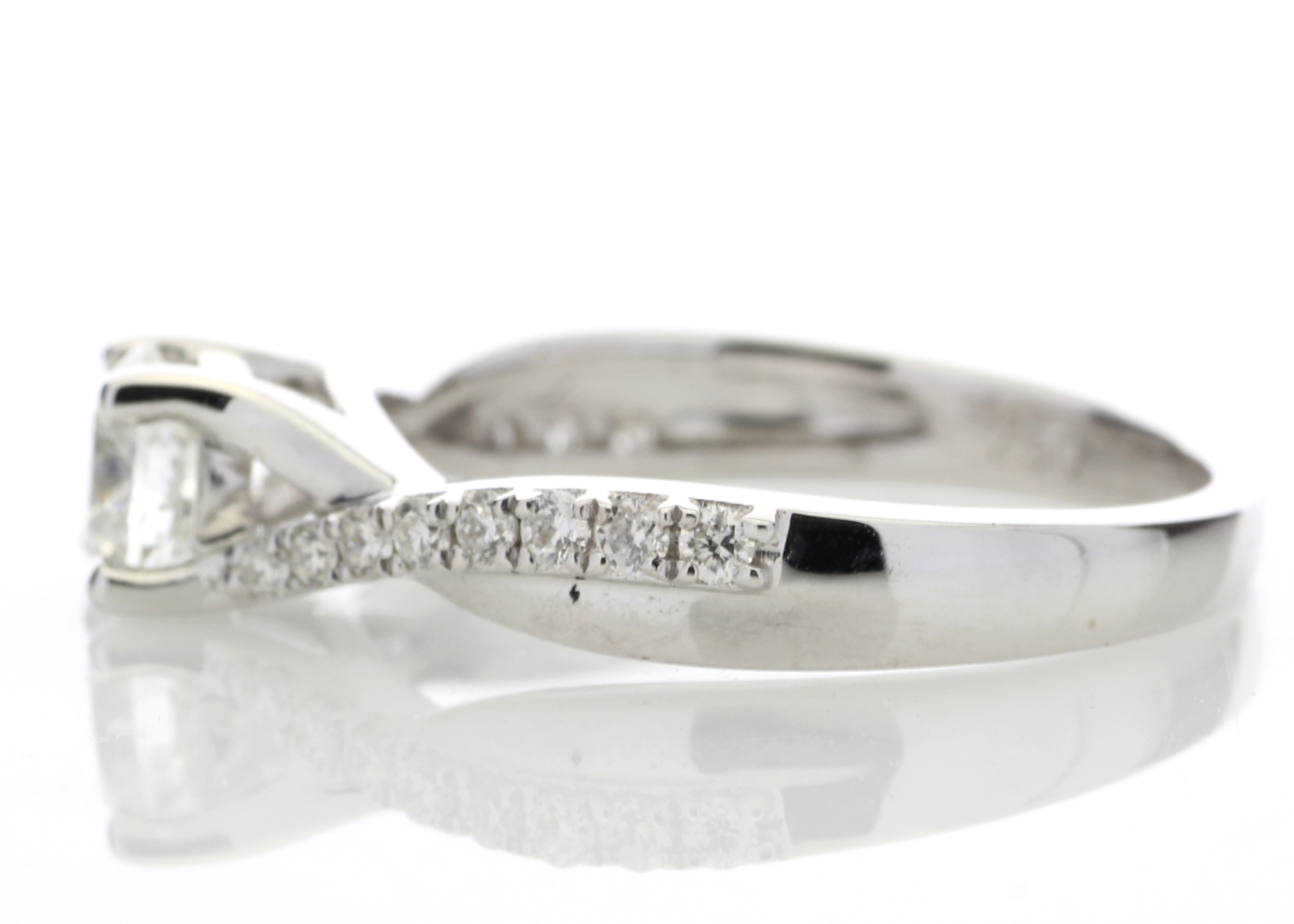 18ct White Gold Single Stone diamond Ring With Stone Set Shoulders (0.52) 0.72 - Image 2 of 4