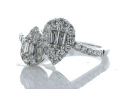 18ct White Gold Double Pear Shape Cluster Diamond Ring 0.83