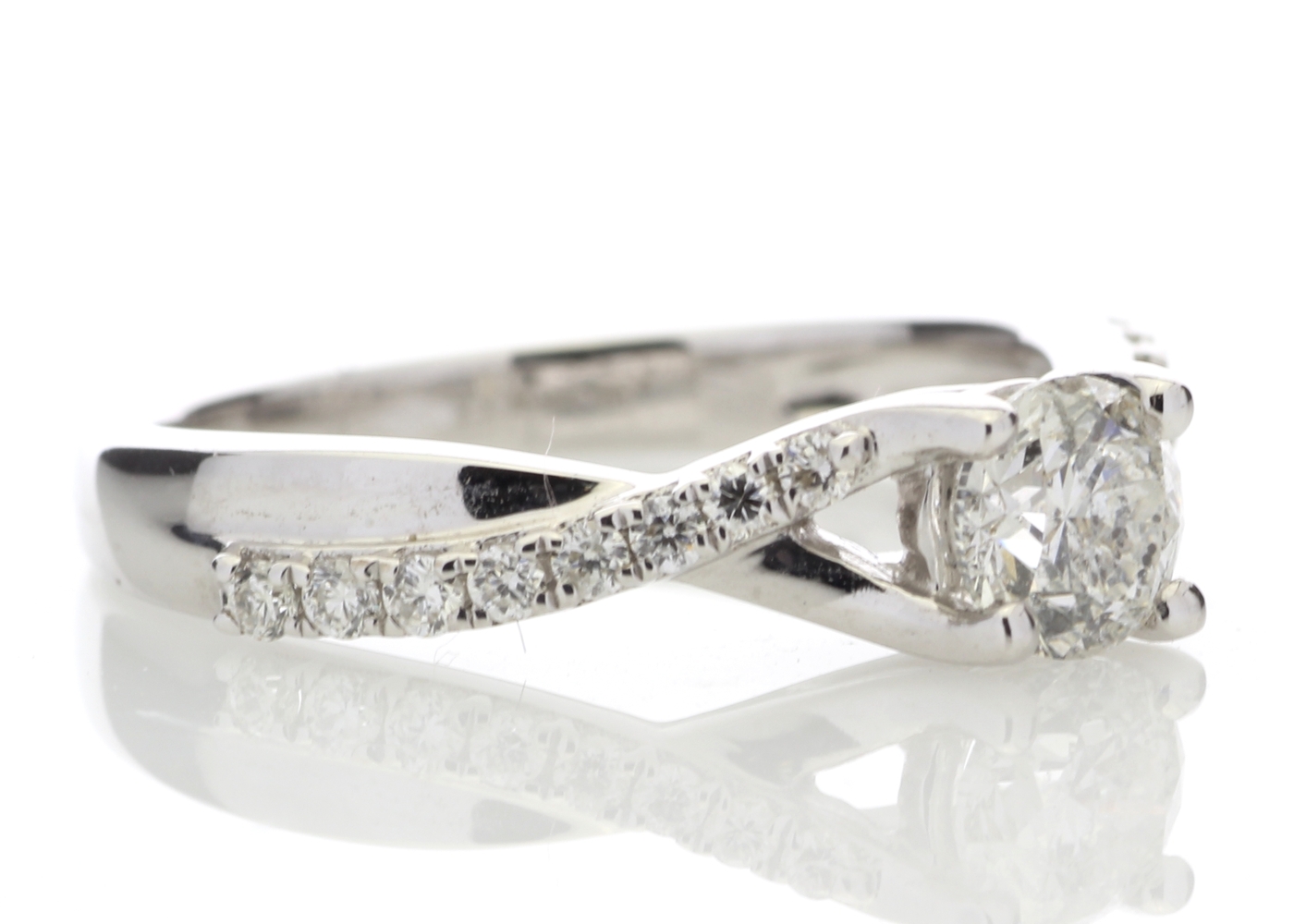 18ct White Gold Single Stone diamond Ring With Stone Set Shoulders (0.52) 0.72 - Image 3 of 4