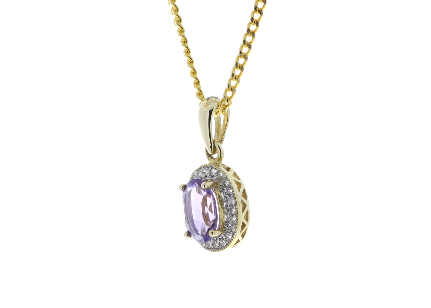 9ct Yellow Gold Amethyst And Diamond Pendant 0.11 - Image 4 of 5