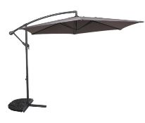 (91/Mez/P3) RRP £80. 3M Overhanging Parasol Dark Grey. Powder Coated Steel Frame With Polyester F...