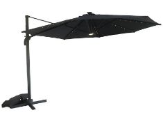 (75/6I) RRP £200. 3.5m Overhanging Parasol With Lights. Easy To Operate Crank Lifting System. Til...