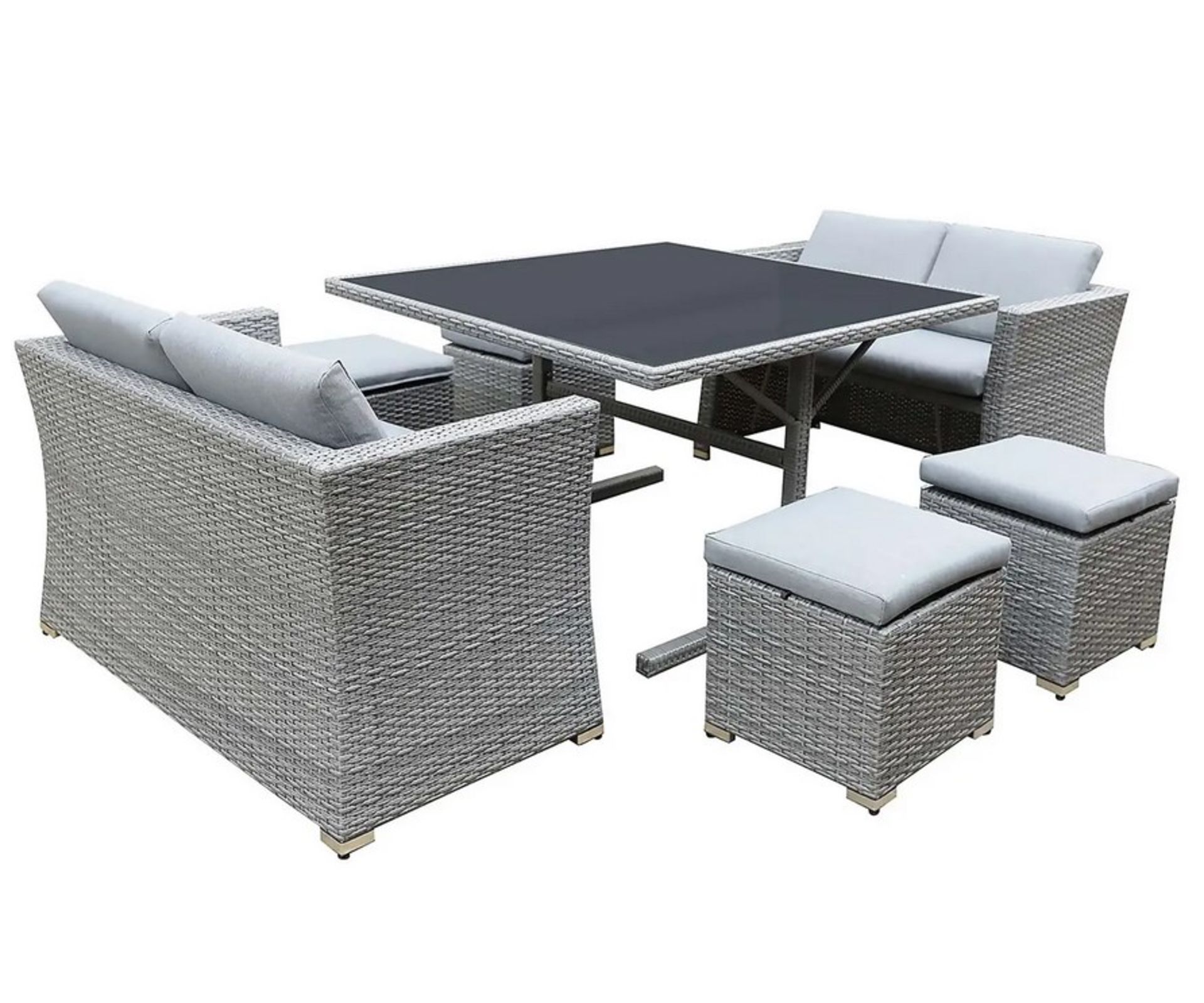 (22/Mez/P) RRP £800 When Complete. Bambrick 8 Seater Grey Rattan Cube Garden Sofa Set. Hand Woven... - Image 2 of 7