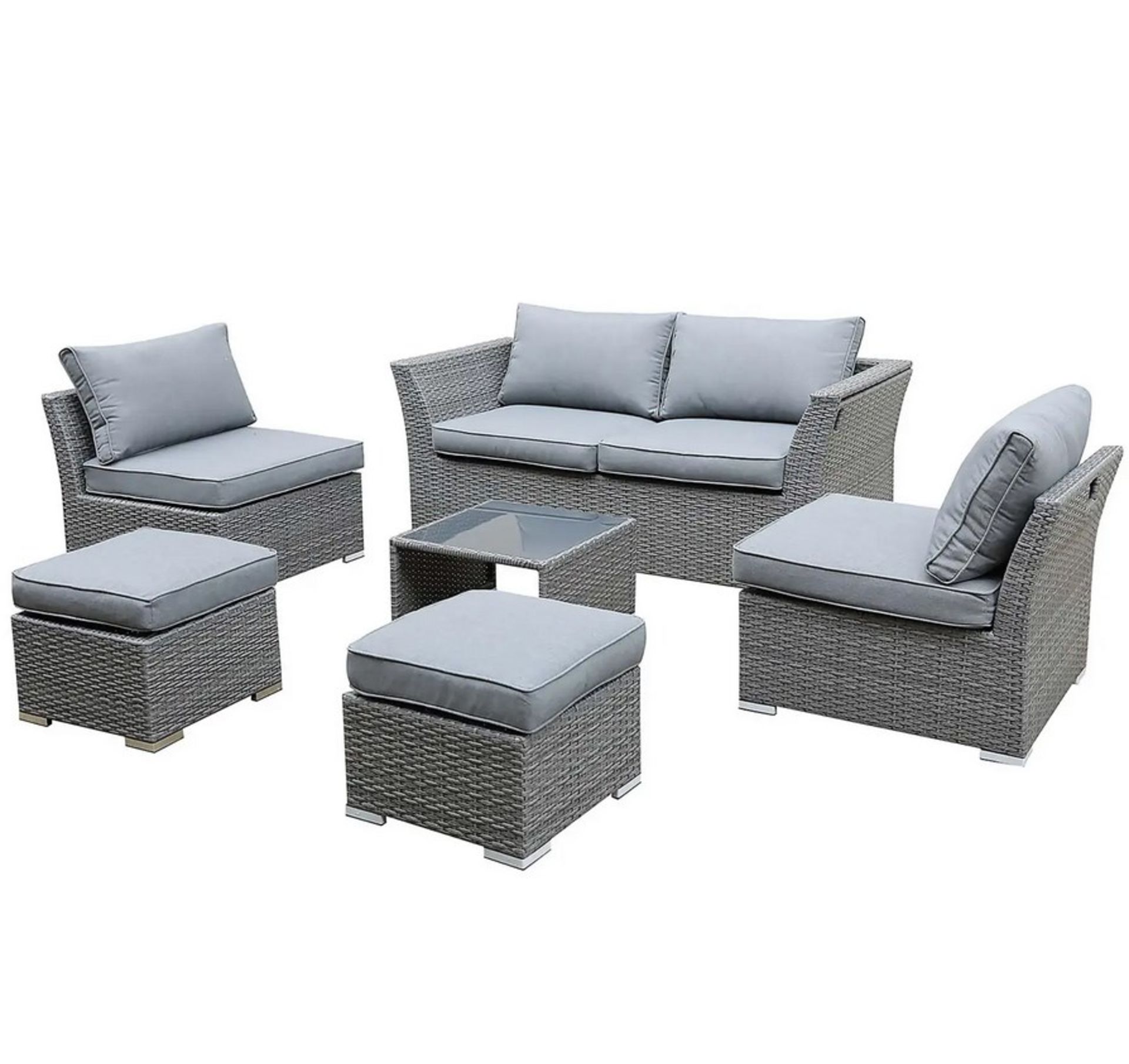 (36/Mez/P) RRP £800. Bambrick 6 Seater Grey Rattan Garden Sofa Set. Hand Woven Rattan Effect. Qua... - Image 3 of 9