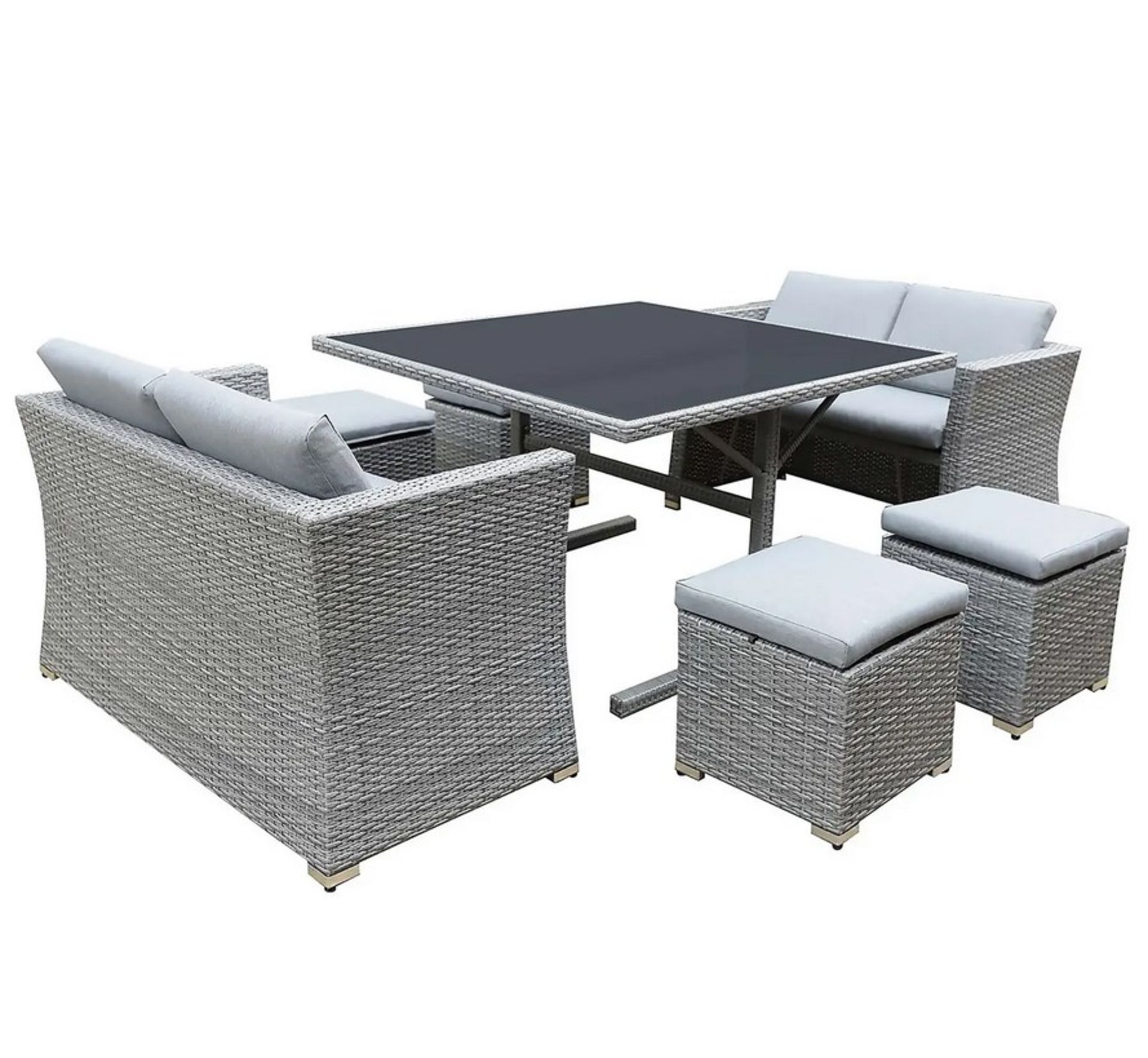 (32/Mez/P) RRP £800 When Complete. Bambrick 8 Seater Grey Rattan Cube Garden Sofa Set. Hand Woven... - Image 2 of 7