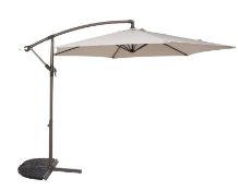 (90/Mez/P3) RRP £80. 3M Overhanging Parasol Natural. Powder Coated Steel Frame With Polyester Fab...