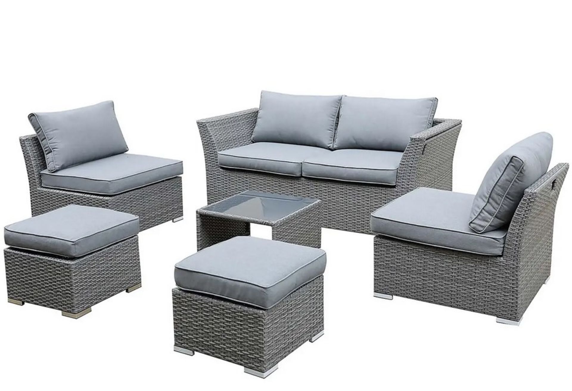 (8/Mez/P) RRP £800. Bambrick 6 Seater Grey Rattan Garden Sofa Set. Space Saving Function. Hand Wo... - Image 8 of 23