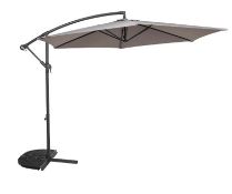 (96/Mez/P3) RRP £80. 3M Overhanging Parasol Light Grey. Powder Coated Steel Frame With Polyester...