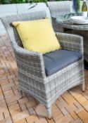 (124/R3) RRP £100. Hartman Rattan Chair With Dark Grey Cushion. Dimensions: (D62x H89x W62). (Uni...