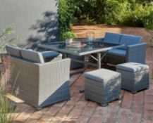 (34/Mez/P) RRP £800 When Complete. Bambrick 8 Seater Grey Rattan Cube Garden Sofa Set. Hand Woven...