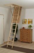 (106/5O) RRP £125. Rhino Timber Loft Ladder. Suitable For Heights Up To 2.8M. (H113x W55cm Ð Max...