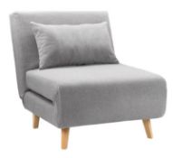 (108/2L) RRP £200. Freya Folding Chair Bed Grey. Chair: (H80x W76x D92cm). Bed: (H27.7x W76x D188...