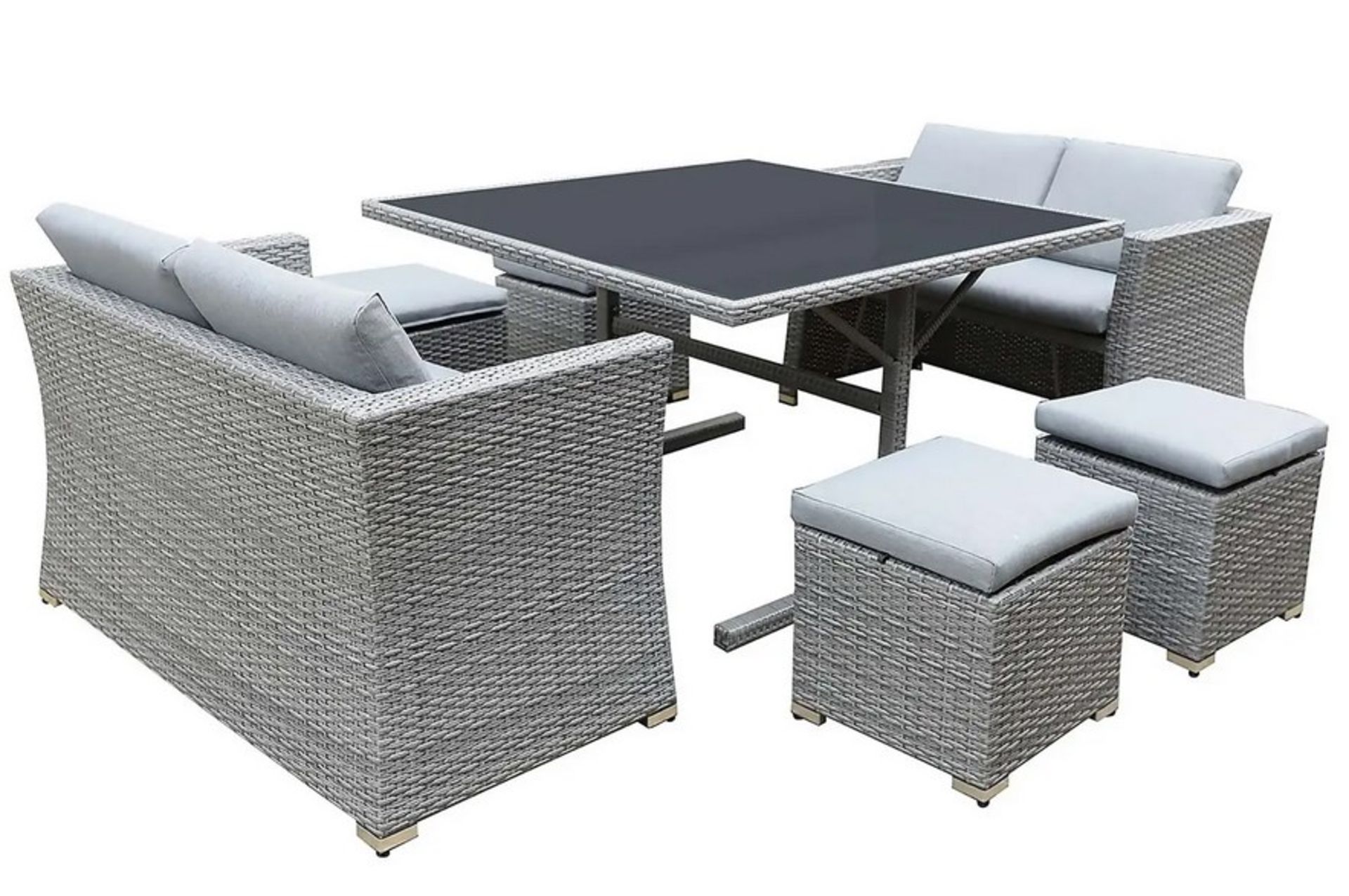 (24/Mez/P) RRP £800 When Complete. Bambrick 8 Seater Grey Rattan Cube Garden Sofa Set. Hand Woven... - Image 2 of 7