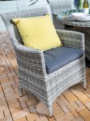 (122/R3) RRP £100. Hartman Rattan Chair With Dark Grey Cushion. Dimensions: (D62x H89x W62). (Uni...