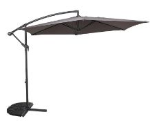 (172/5H) RRP £82. 3M Overhanging Parasol Grey. (Lot Includes Main Body, Base Pole, Cross Base, Co...