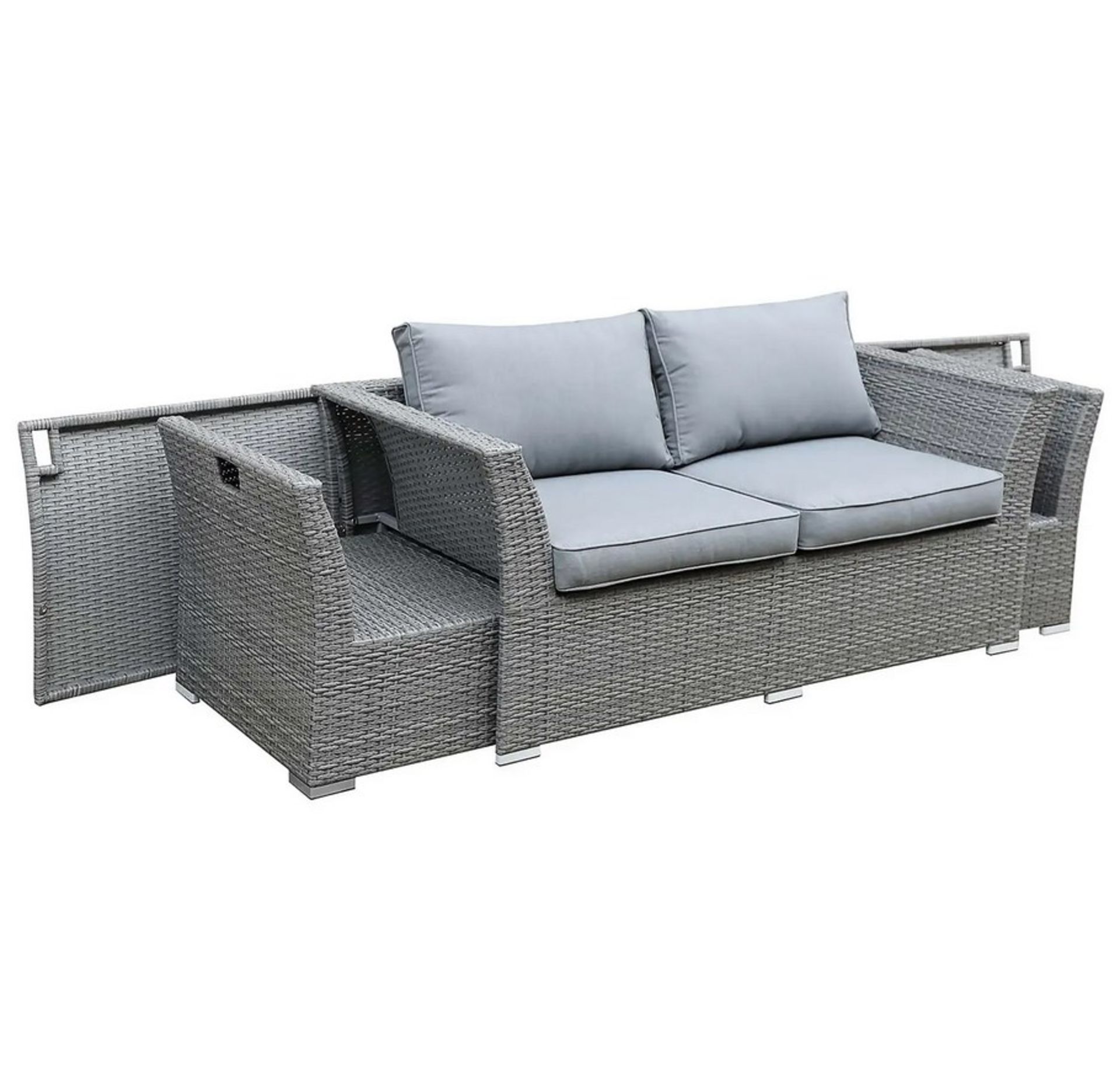 (35/P) RRP £800. Bambrick 6 Seater Grey Rattan Garden Sofa Set. Hand Woven Rattan Effect. Quality... - Image 4 of 9