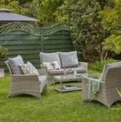 (9/R3) RRP £540. Hartington Florence Collection 4 Seater Rattan Garden Sofa Set Grey. Suitable Fo...