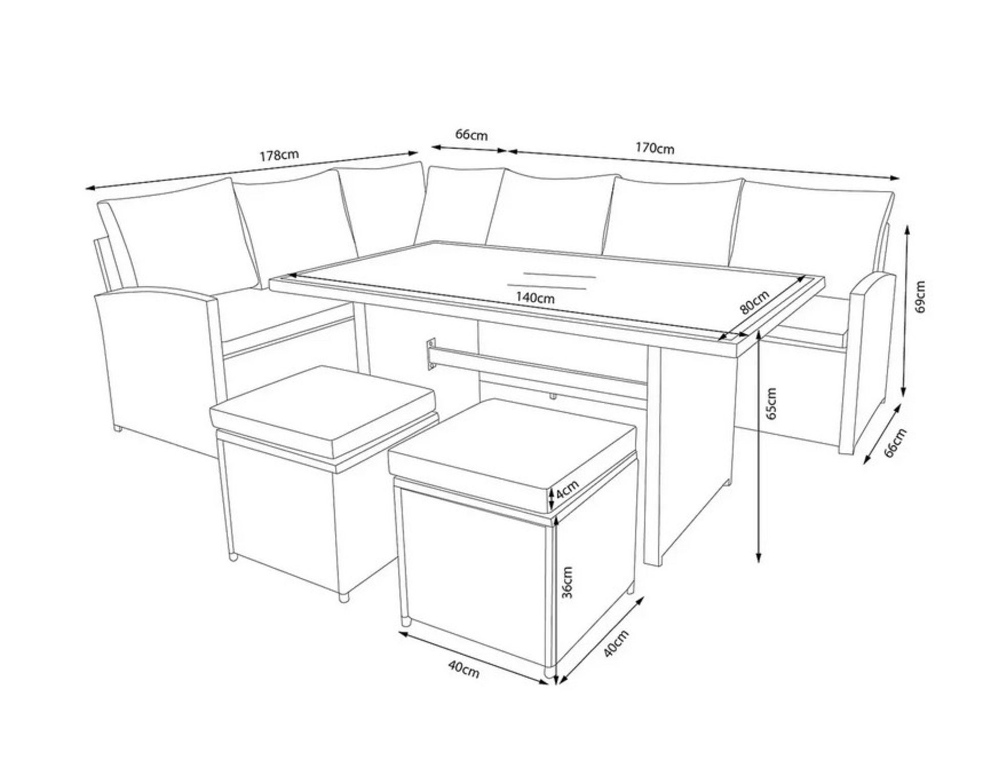 (2/P) RRP £850. Matara Grey Rattan Corner Sofa Dining Set. Powder Coated Steel Frame & Hand Woven... - Image 5 of 9