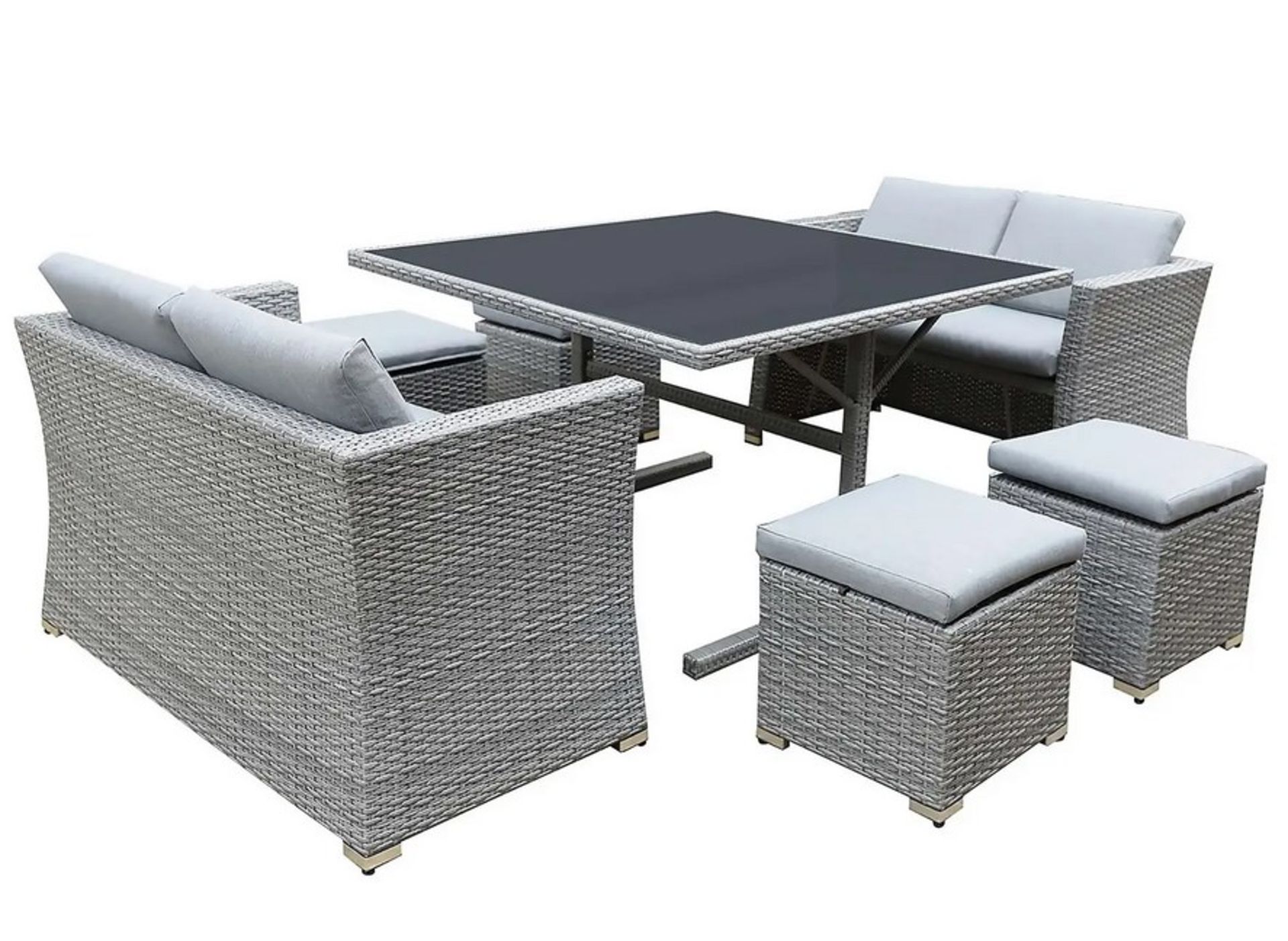 (26/Mez/P) RRP £800 When Complete. Bambrick 8 Seater Grey Rattan Cube Garden Sofa Set. Hand Woven... - Image 2 of 7