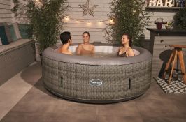 (158/2G) RRP £580. CleverSpa Florence 6 Person Round Portable Spa. 130 Powerful Massaging Airjets...