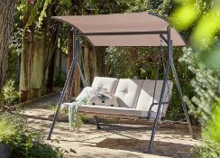 (85/Mez/P11) RRP £200. Rowly 3 Seater Swing. Adjustable Top Canopy For Optional Shade Coverage. D...