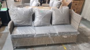 (134/P) 2x Rattan Furniture Items. 1x 3 Seater Sofa With 6x Cushion (Assembled Ð Some Warp On Fra...