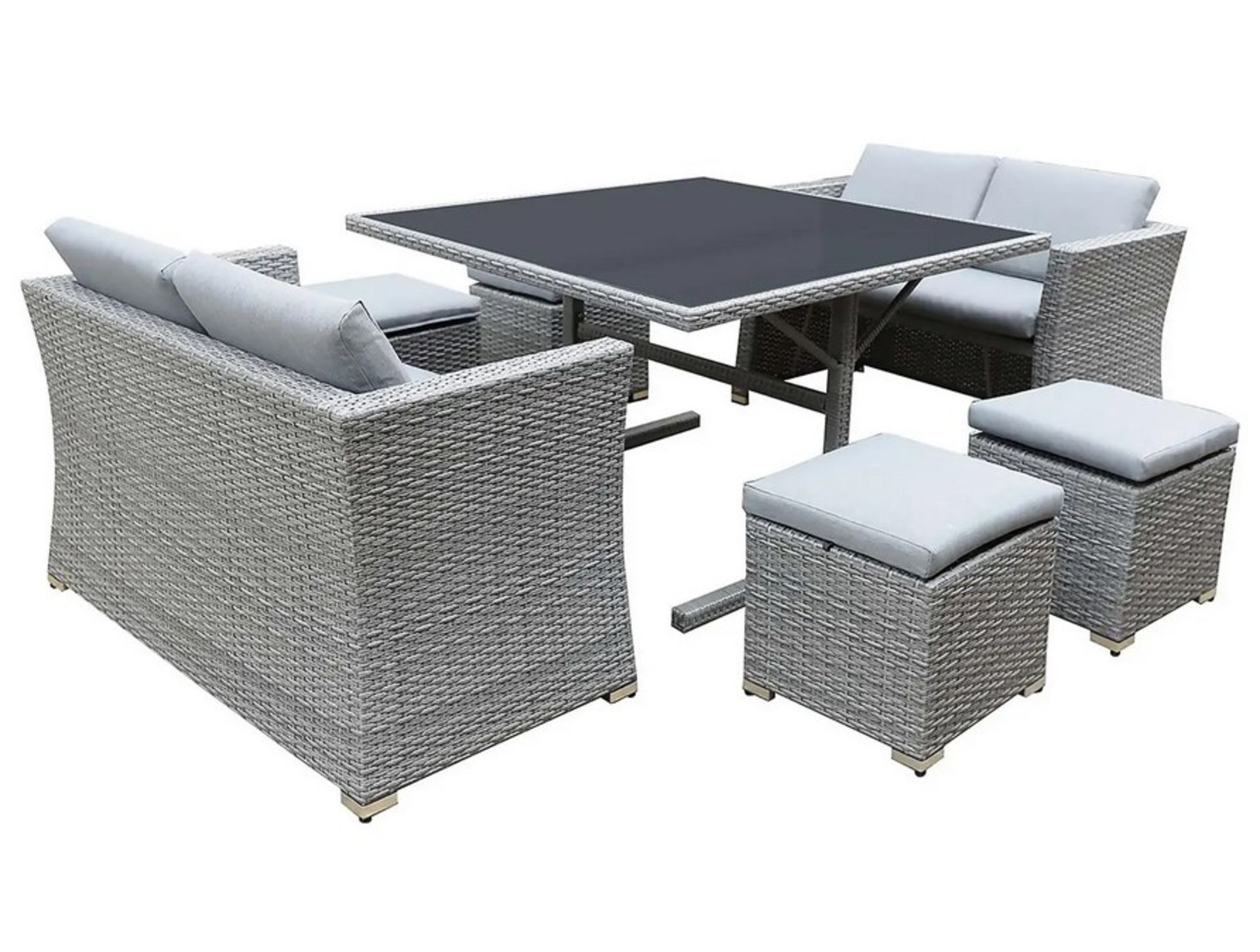 (30/Mez/P) RRP £800 When Complete. Bambrick 8 Seater Grey Rattan Cube Garden Sofa Set. Hand Woven... - Image 2 of 7