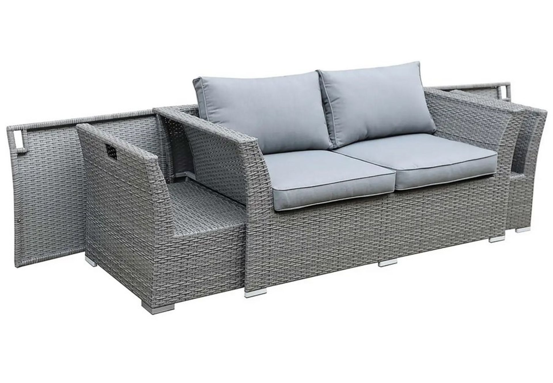 (36/Mez/P) RRP £800. Bambrick 6 Seater Grey Rattan Garden Sofa Set. Hand Woven Rattan Effect. Qua... - Image 4 of 9