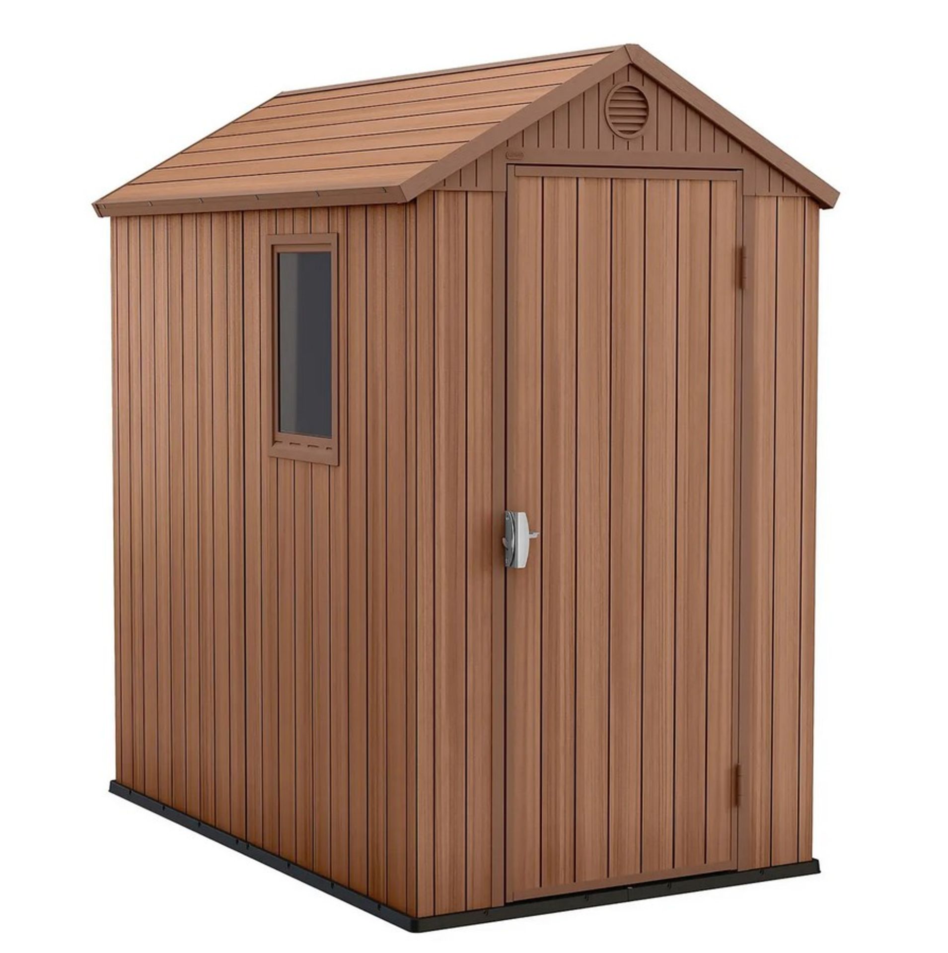 (19/P) RRP £385. Keter Darwin 6x4ft Outdoor Garden Apex Storage Shed Brown. Elegant Natural Wood... - Image 2 of 7