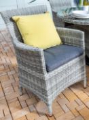 (123/R3) RRP £100. Hartman Rattan Chair With Dark Grey Cushion. Dimensions: (D62x H89x W62). (Uni...