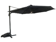 (76/2A) RRP £200. 3.5m Overhanging Parasol With Lights. Easy To Operate Crank Lifting System. Til...