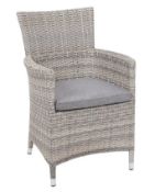 (129/R3) RRP £100. Hartington Florence Collection Rattan Dining Chair With Grey Cushion. Dimensio...