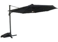 (74/Mez/P11) RRP £200. 3.5m Overhanging Parasol With Lights. Easy To Operate Crank Lifting System...